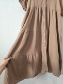 Brown Gauze Midi Dress (S)