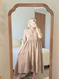 Brown Gauze Midi Dress (S)