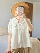 Cotton Gauze Button Up Top (XL)