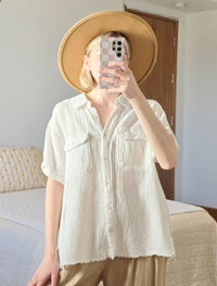 Cotton Gauze Button Up Top (XL)