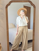 Wide Leg Smocked Pants (M)