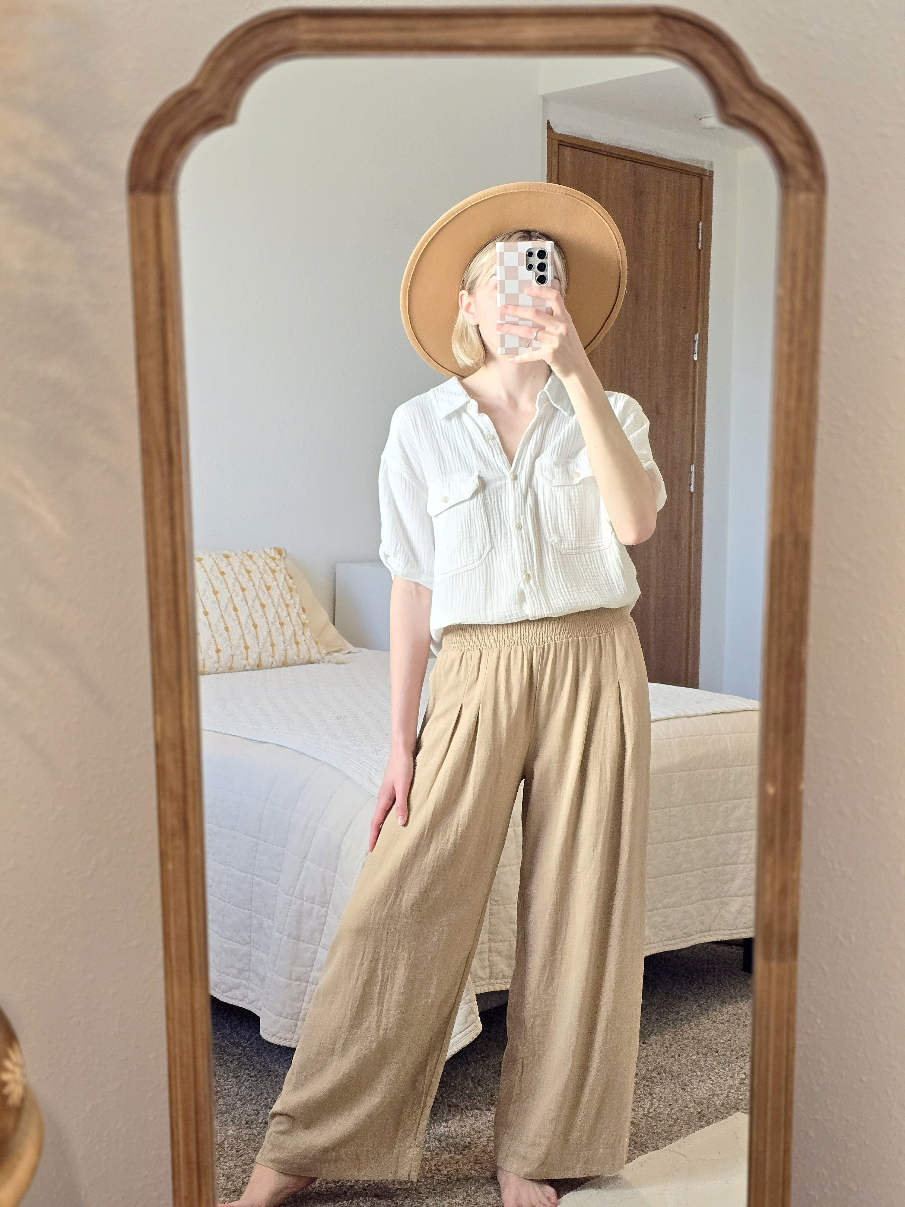 Wide Leg Smocked Pants (M)