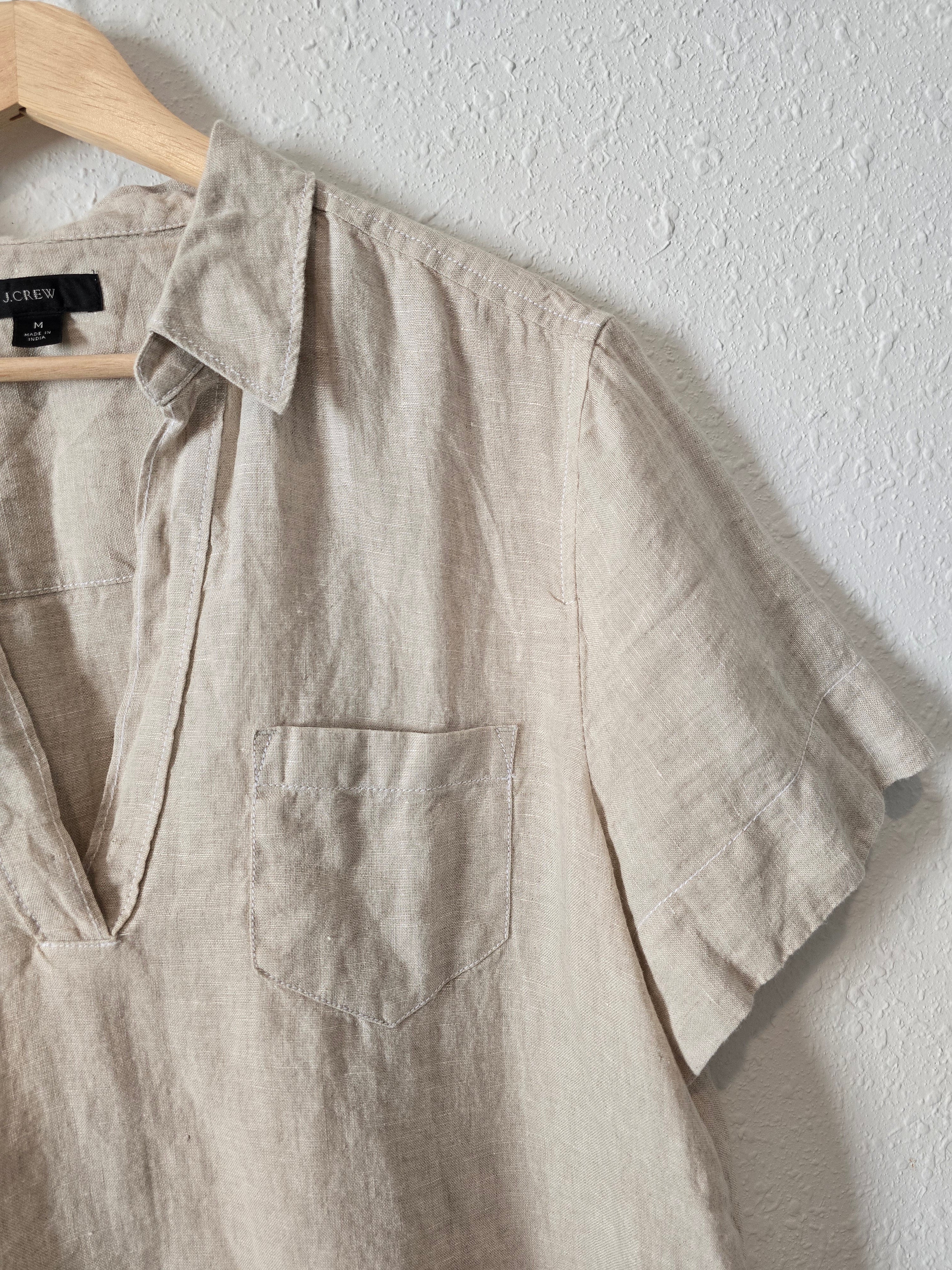 J.Crew 100% Linen V Neck Top (M)