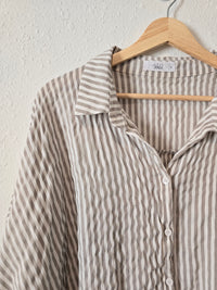 Oversized Striped Button Up (L)