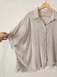 Oversized Striped Button Up (L)