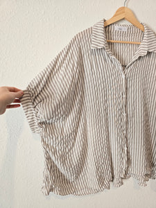 Oversized Striped Button Up (L)