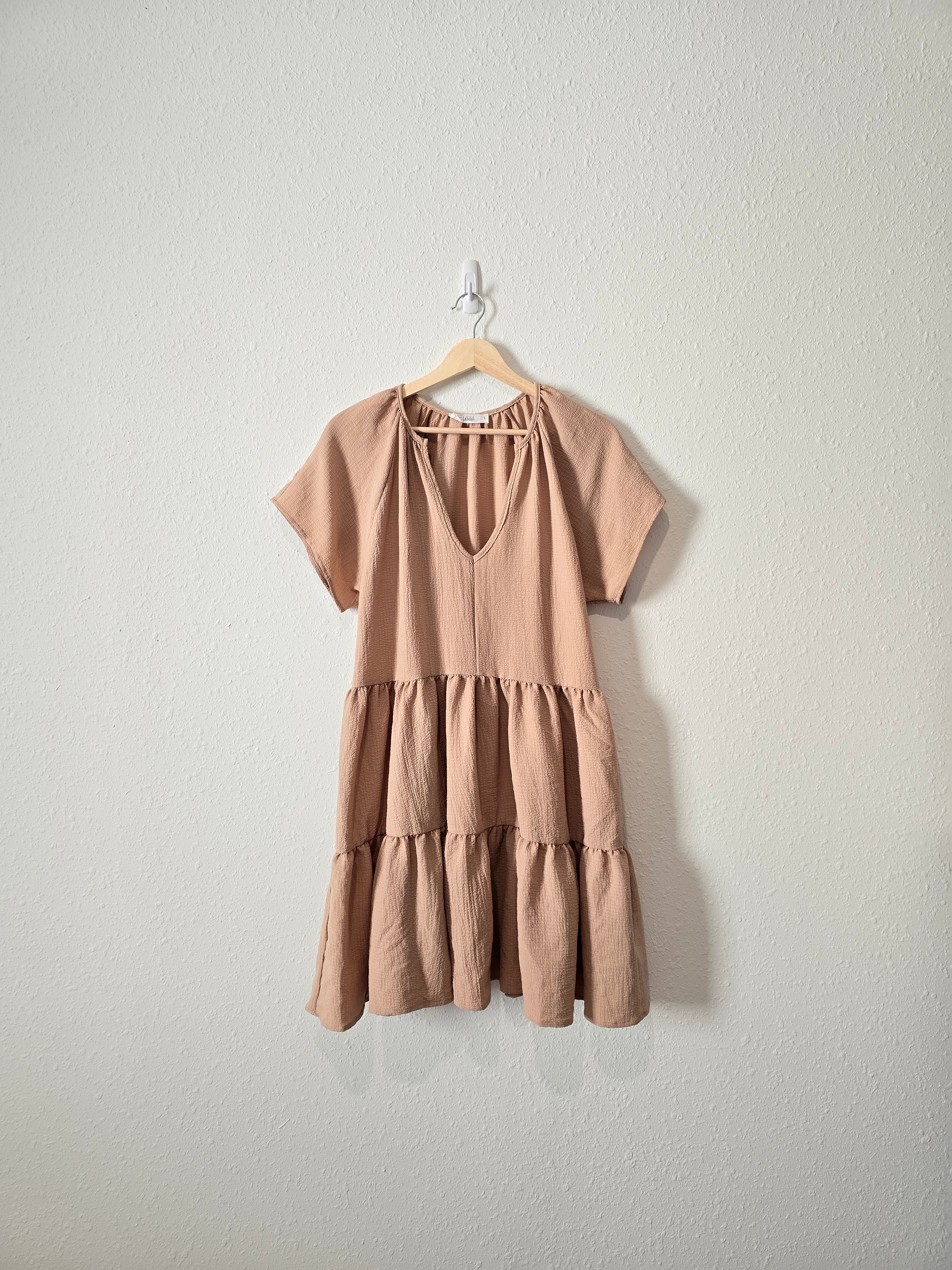 Neutral Tiered Mini Dress (L)