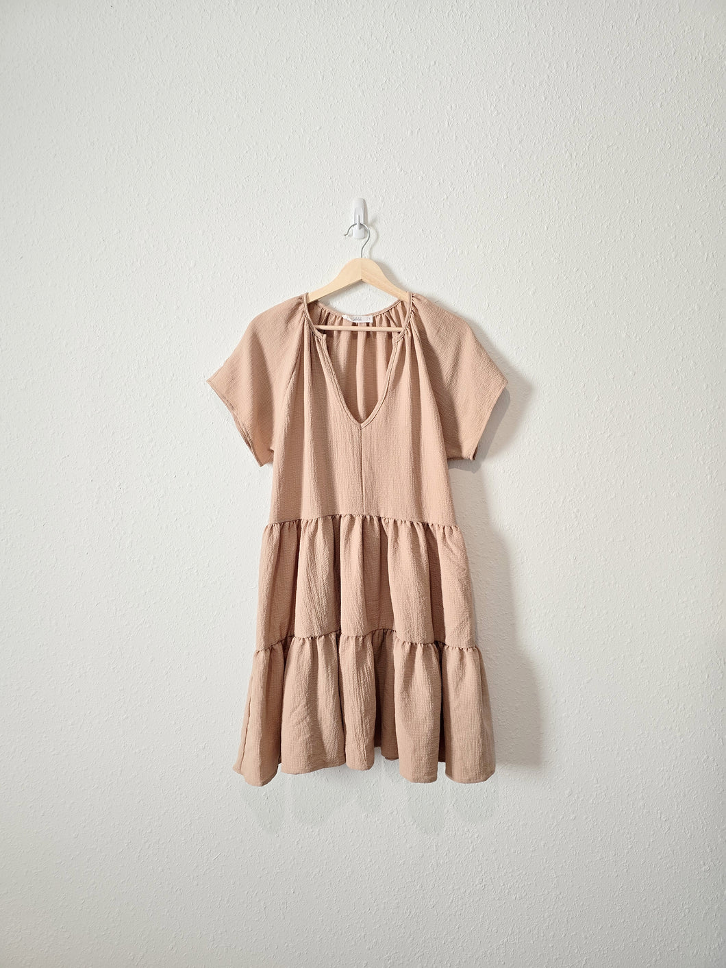 Neutral Tiered Mini Dress (L)