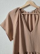 Neutral Tiered Mini Dress (L)