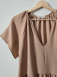 Neutral Tiered Mini Dress (L)