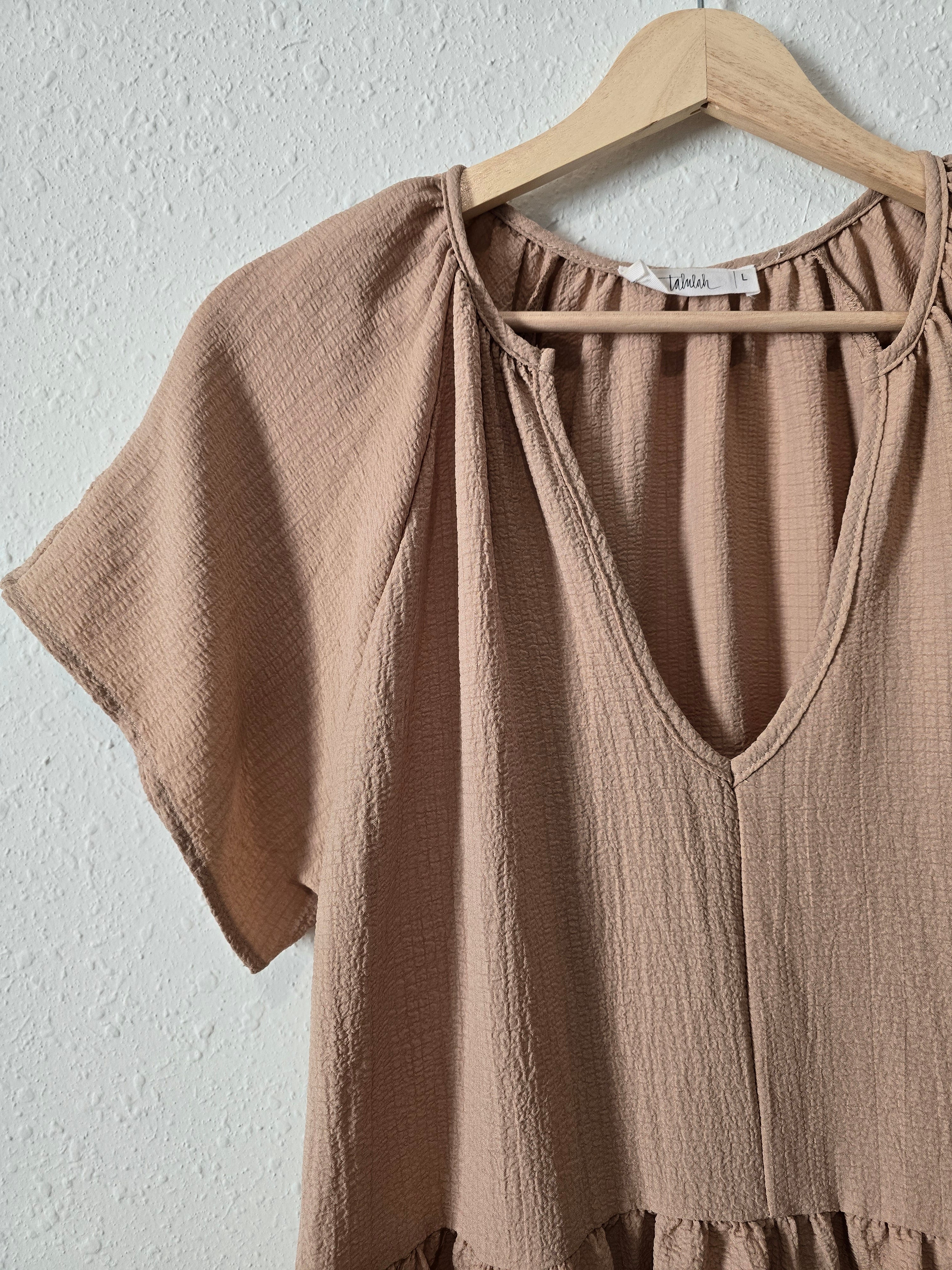 Neutral Tiered Mini Dress (L)