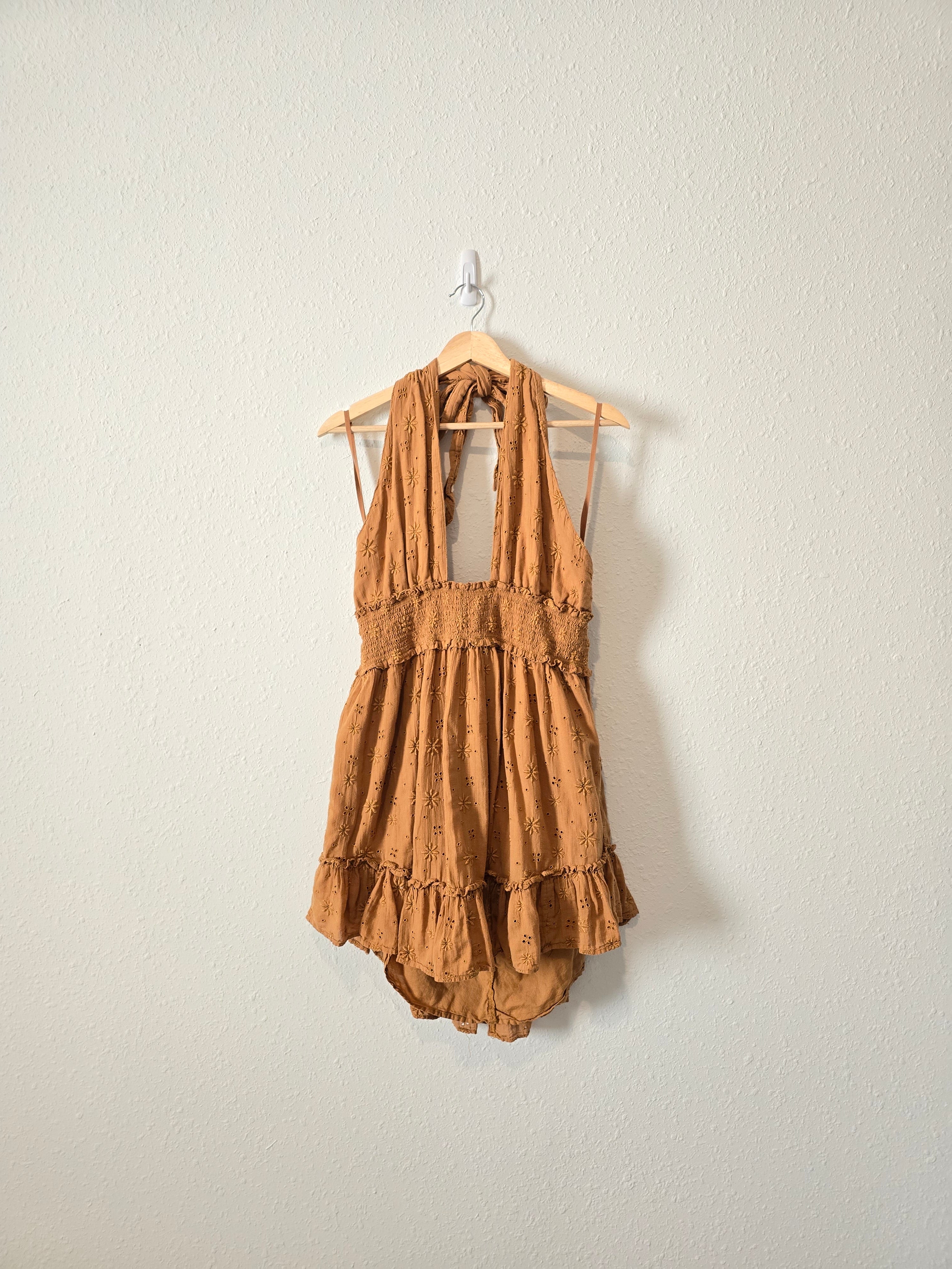 Aerie Brown Embroidered Dress (L)