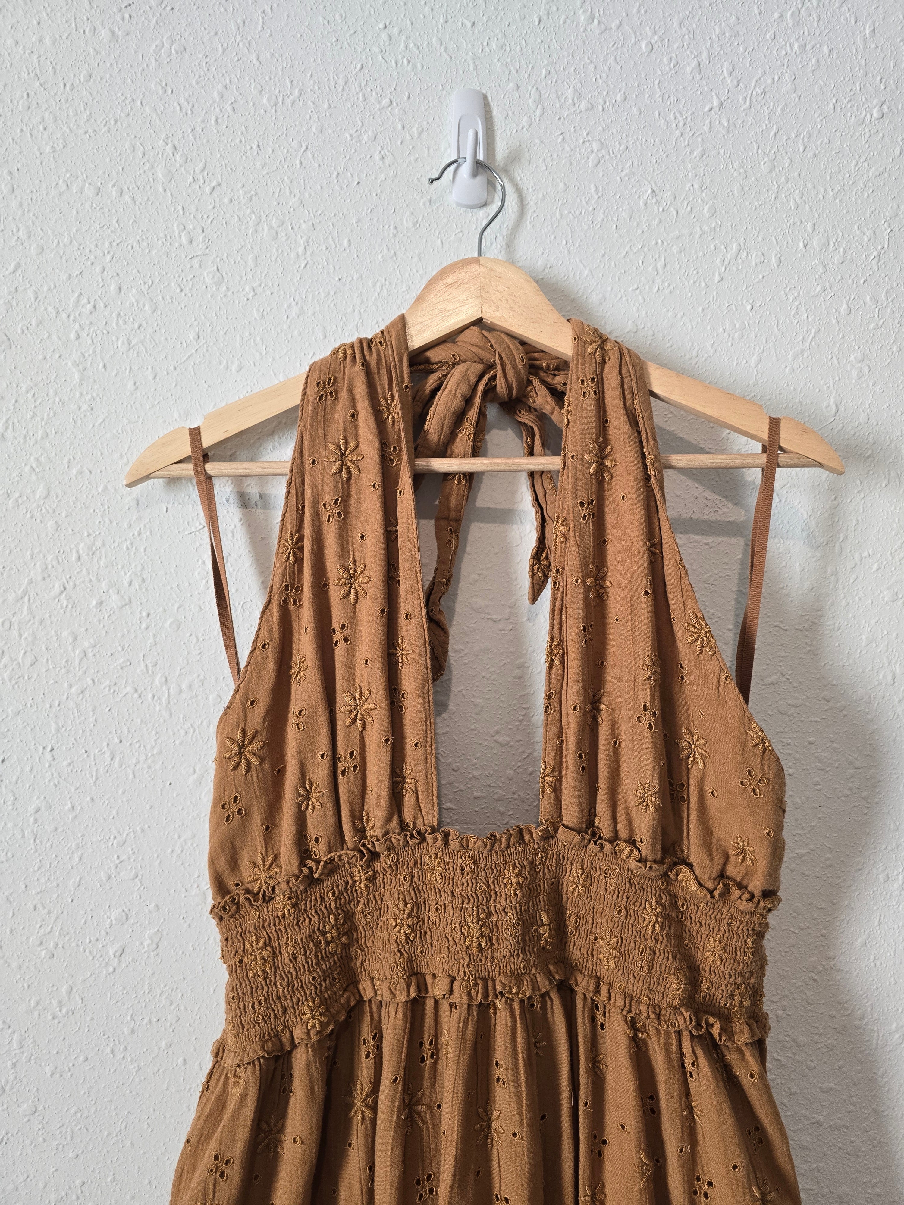 Aerie Brown Embroidered Dress (L)