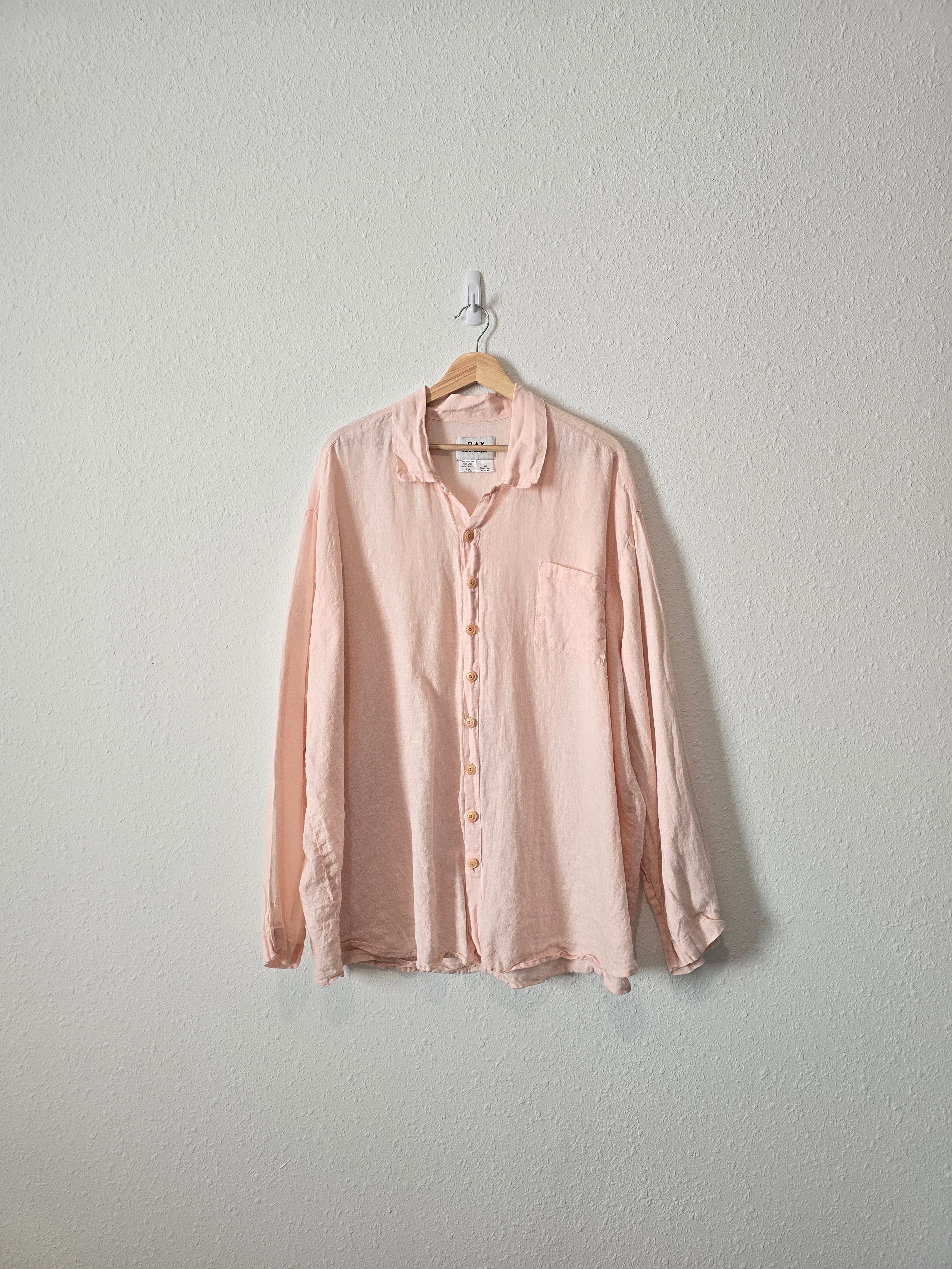 Flax Pink Linen Button Up (2X)