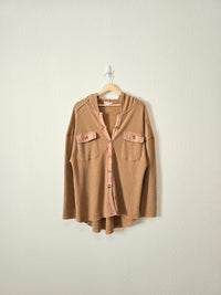 Brown Waffle Button Up (M)