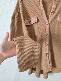 Brown Waffle Button Up (M)