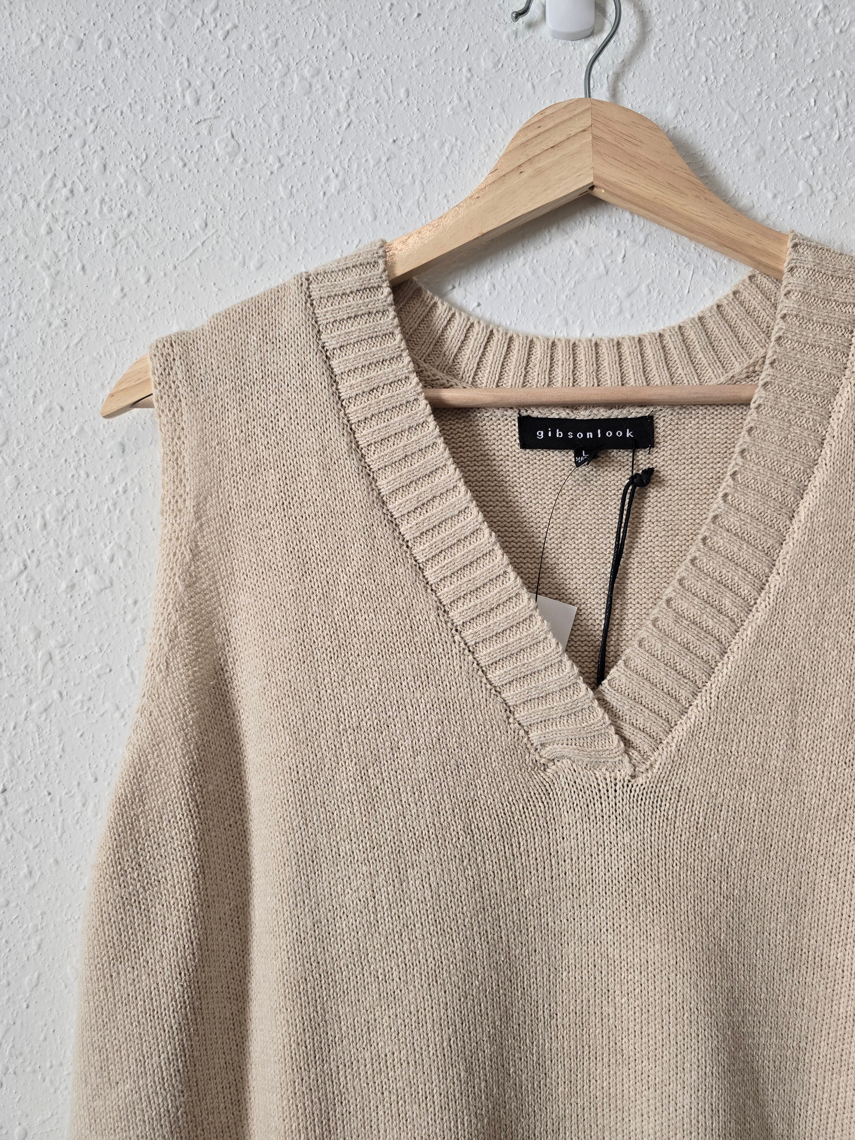 NEW Cream Knit Sweater Vest (L)