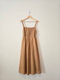 NEW Camel Smocked Midi Dress (L)