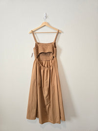 NEW Camel Smocked Midi Dress (L)