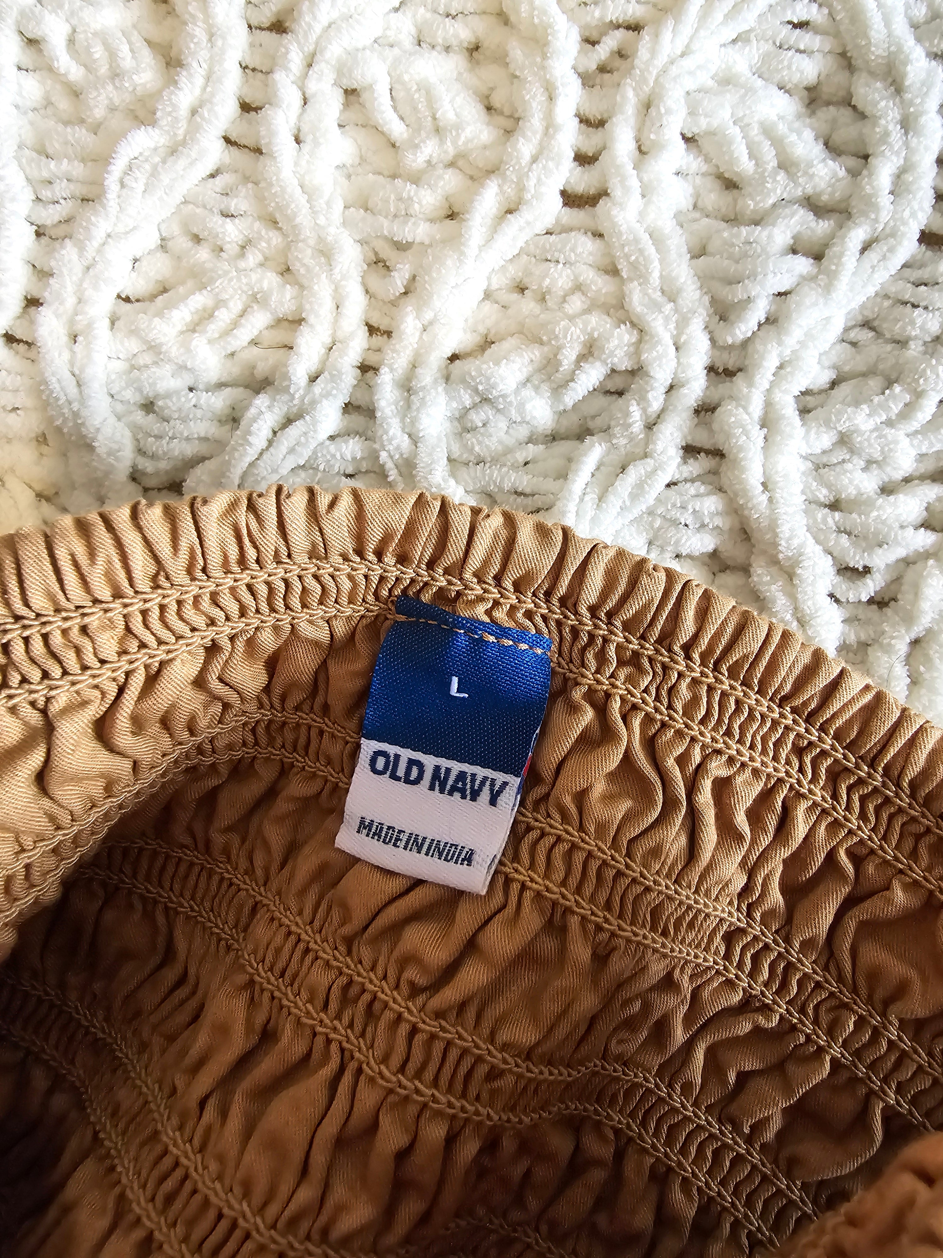 NEW Camel Smocked Midi Dress (L)