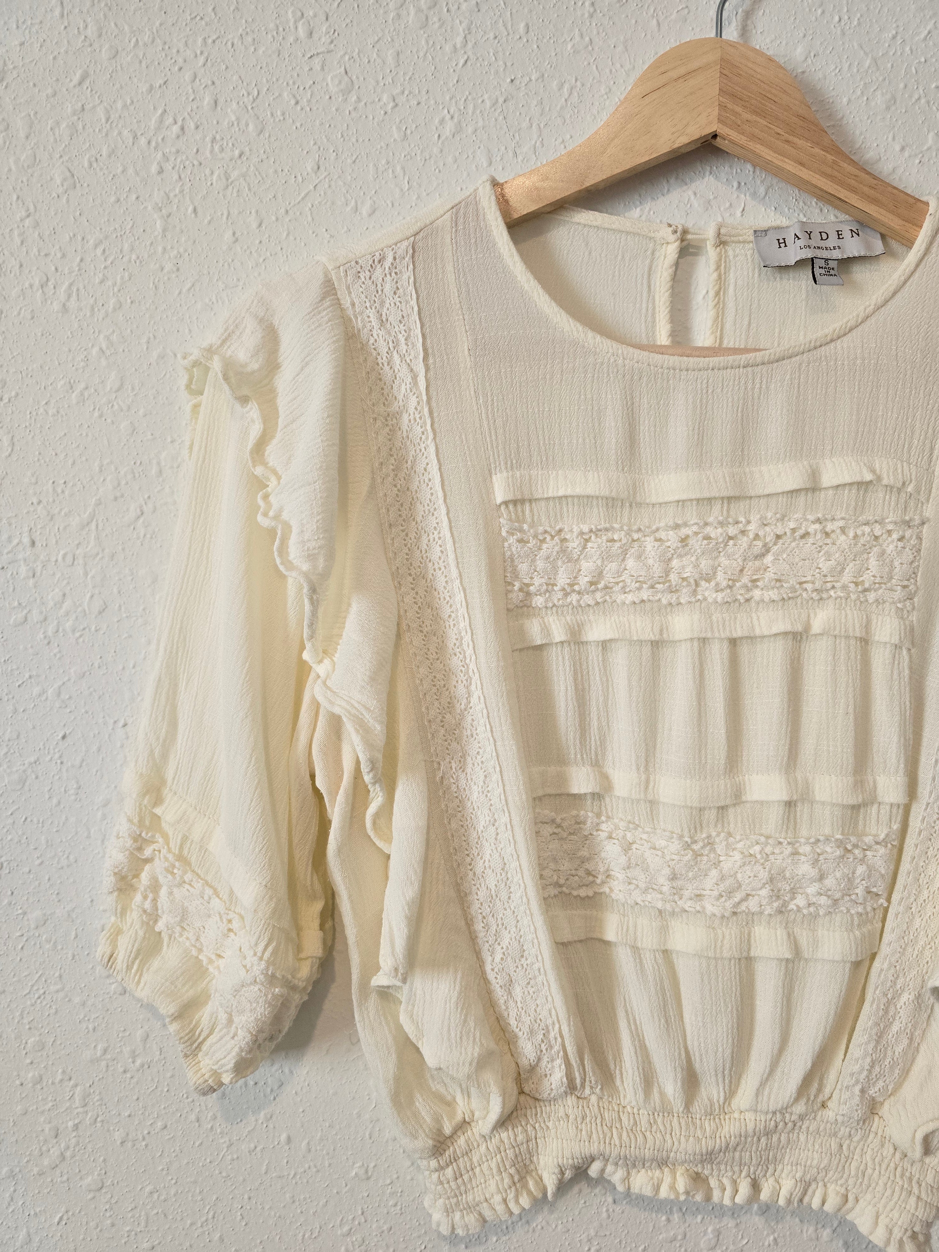 Hayden Cream Ruffle Top (S)