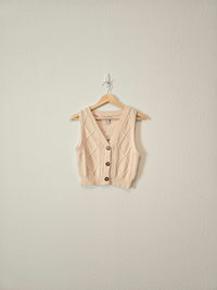 Cream Cable Knit Sweater Vest (S)