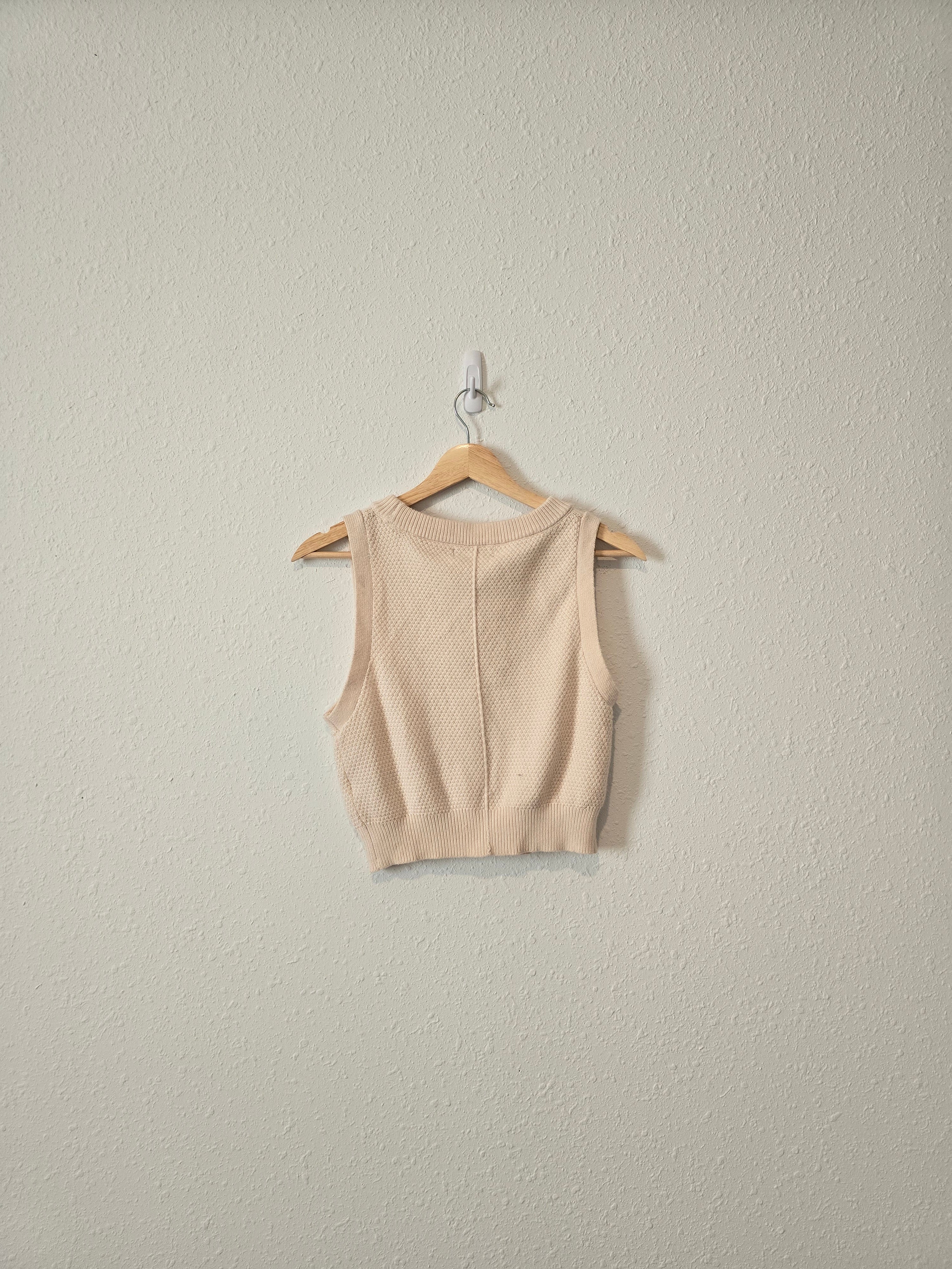 Cream Cable Knit Sweater Vest (S)