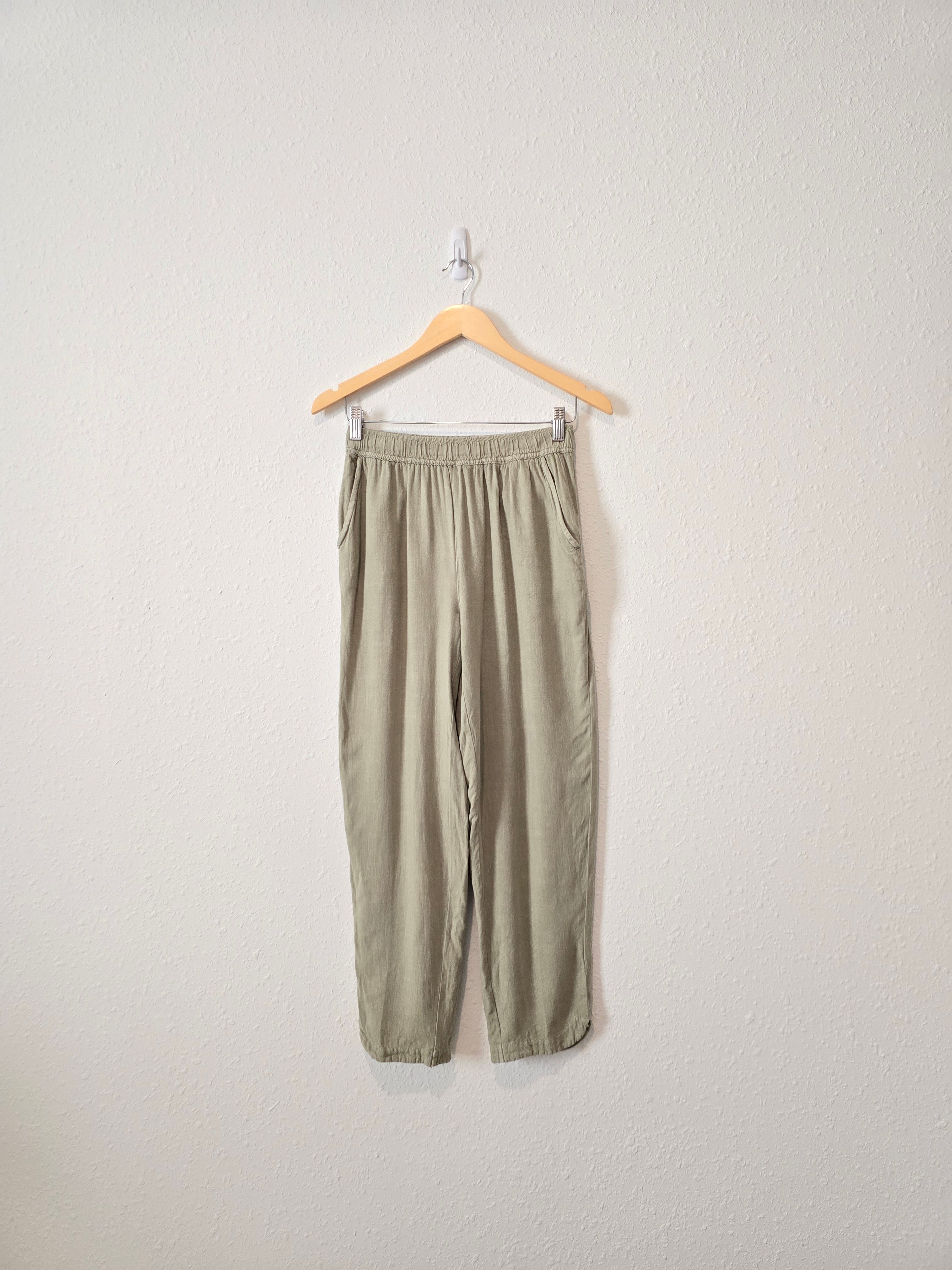 Sage Linen Blend Tapered Pants (S)