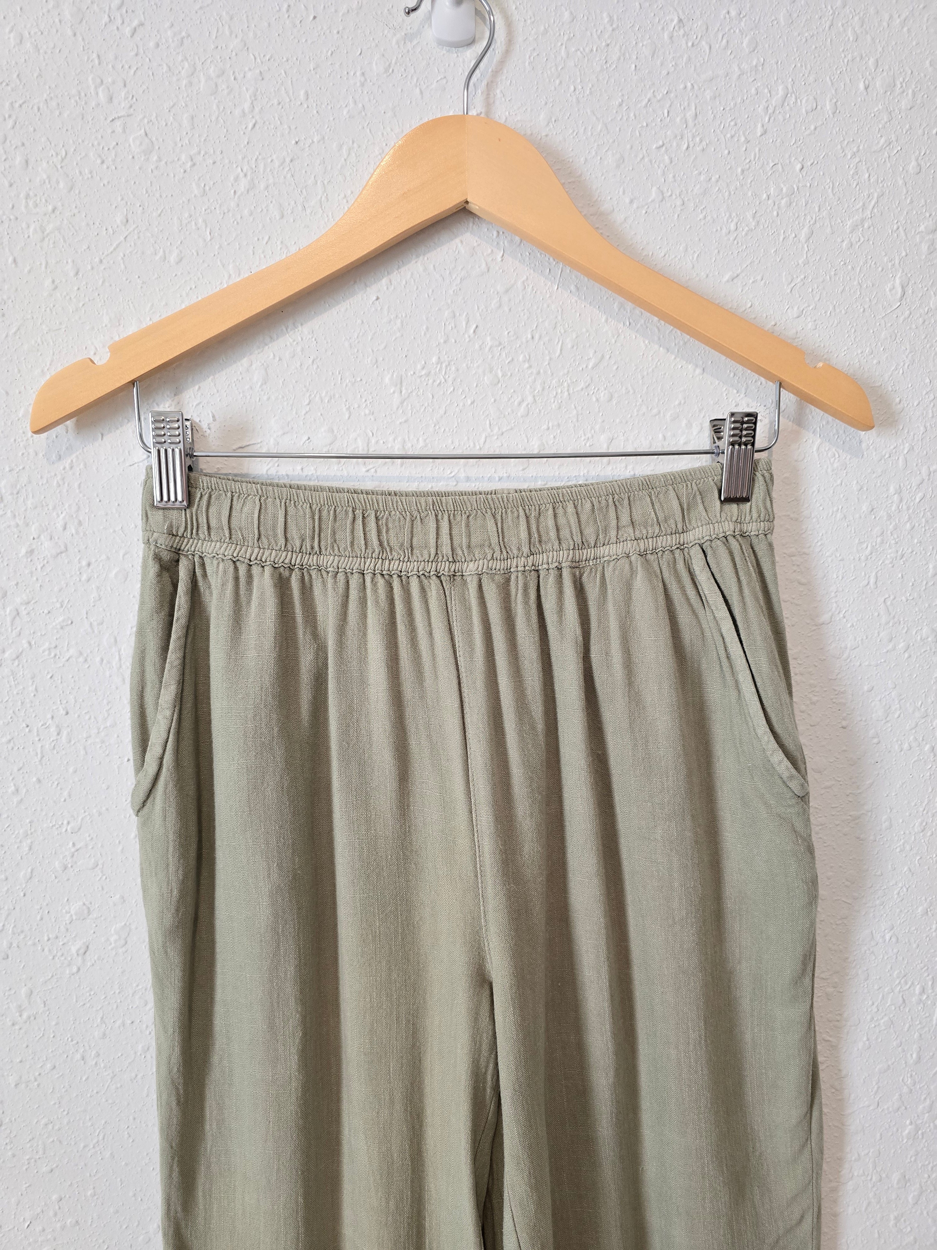 Sage Linen Blend Tapered Pants (S)