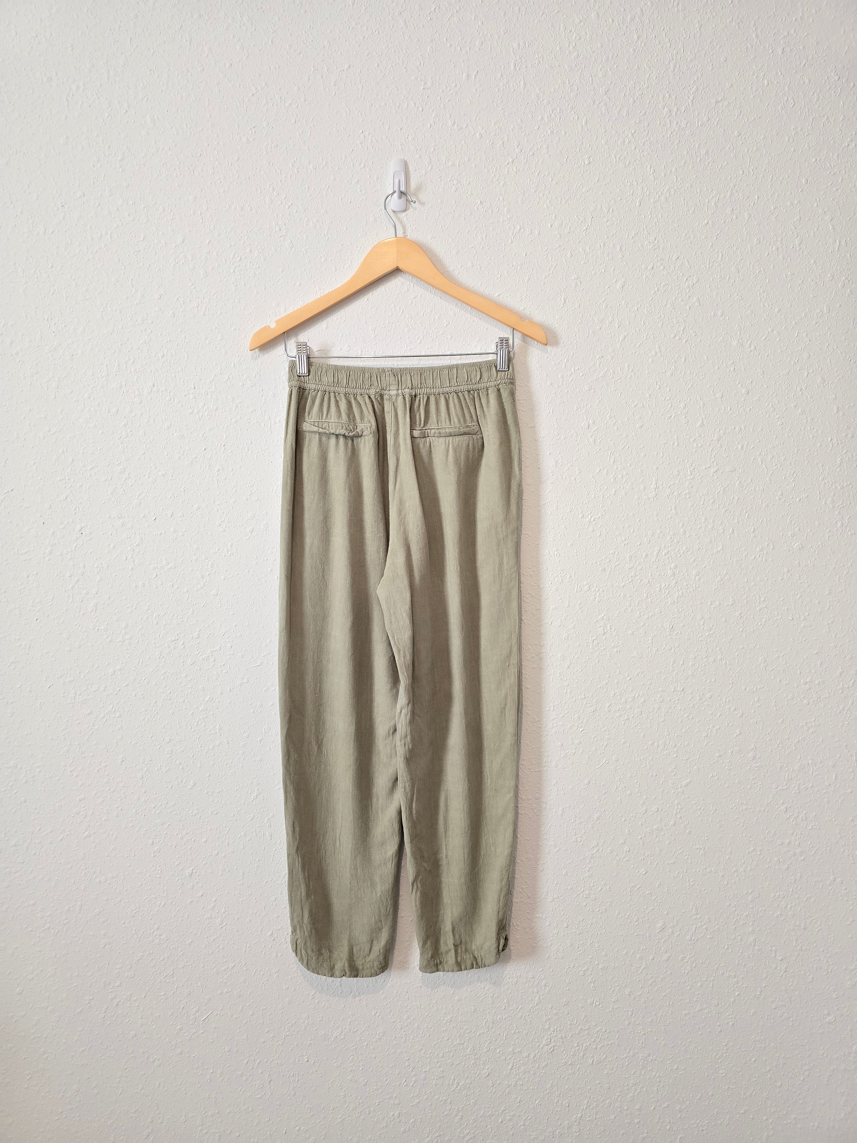 Sage Linen Blend Tapered Pants (S)