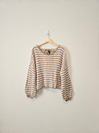 Neutral Puff Sleeve Sweater (S)