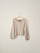 Neutral Puff Sleeve Sweater (S)