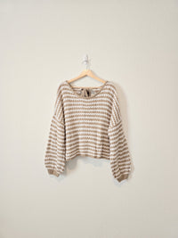 Neutral Puff Sleeve Sweater (S)