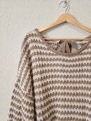 Neutral Puff Sleeve Sweater (S)