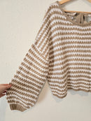 Neutral Puff Sleeve Sweater (S)