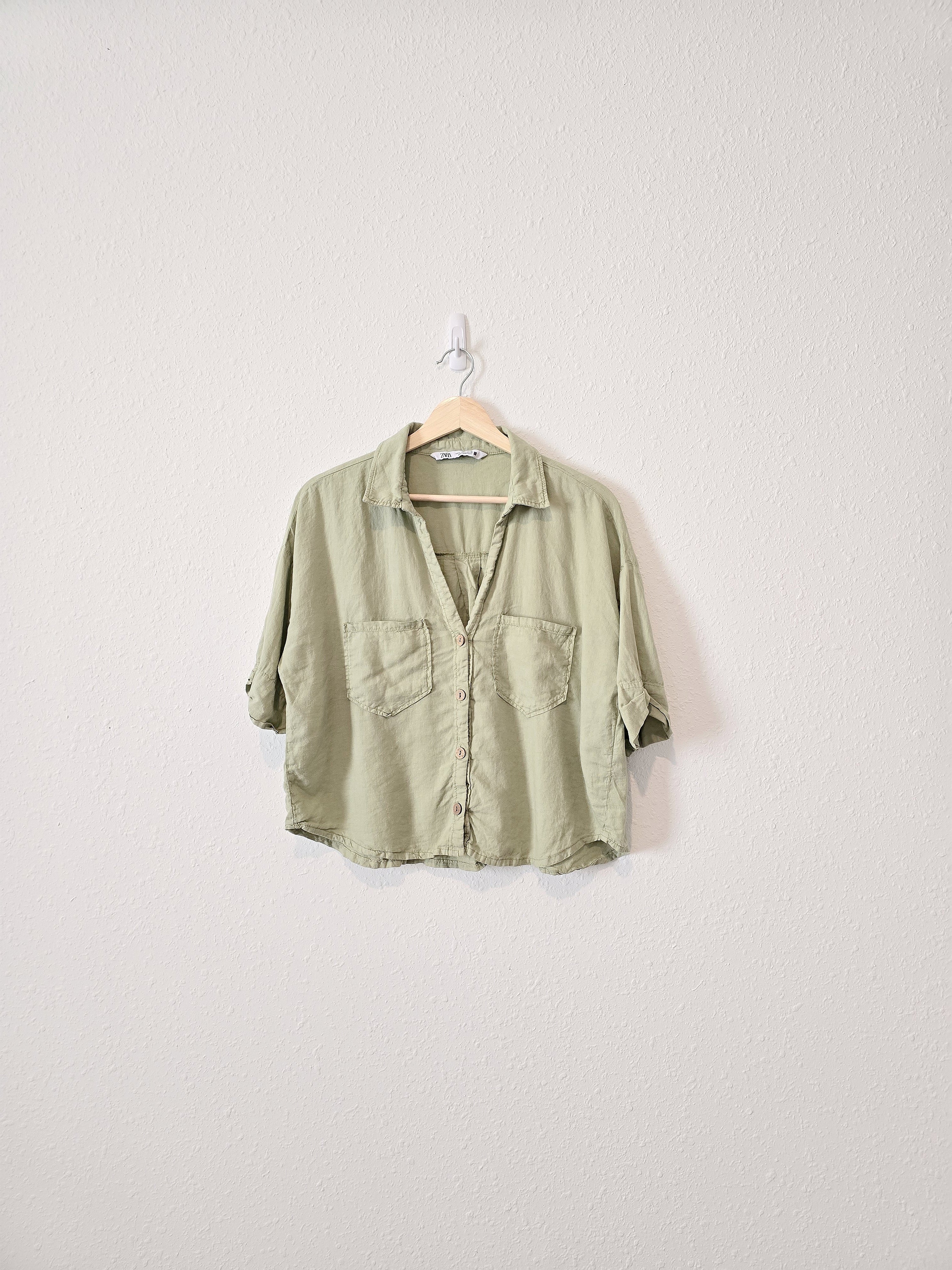 Zara Green Relaxed Button Up (L)