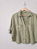 Zara Green Relaxed Button Up (L)