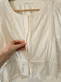 White Eyelet Puff Sleeve Top (S)