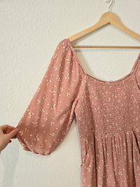 Pink Floral Smocked Romper (M)