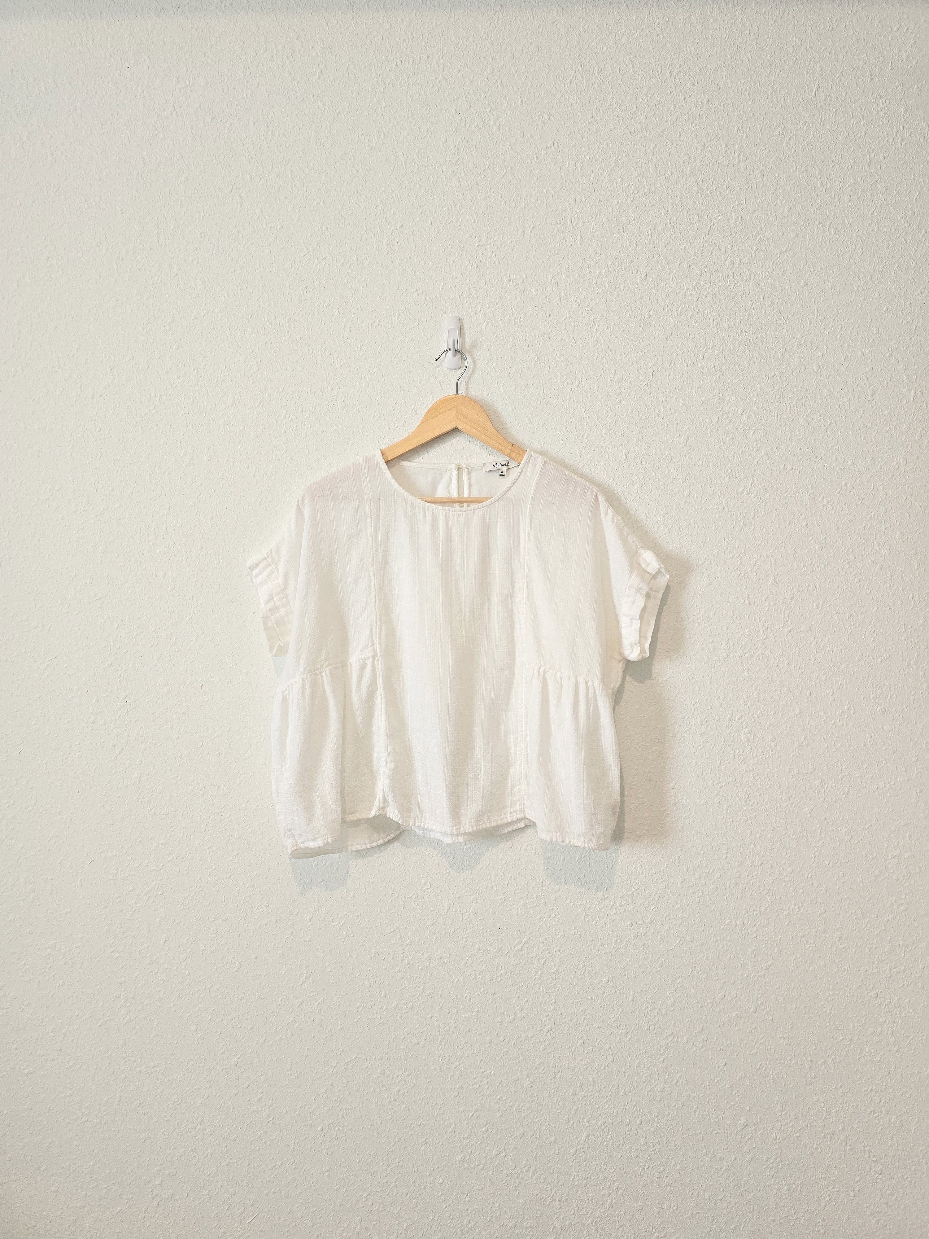 Madewell White Shirred Top (M)