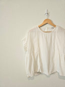 Madewell White Shirred Top (M)