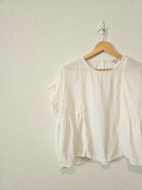 Madewell White Shirred Top (M)