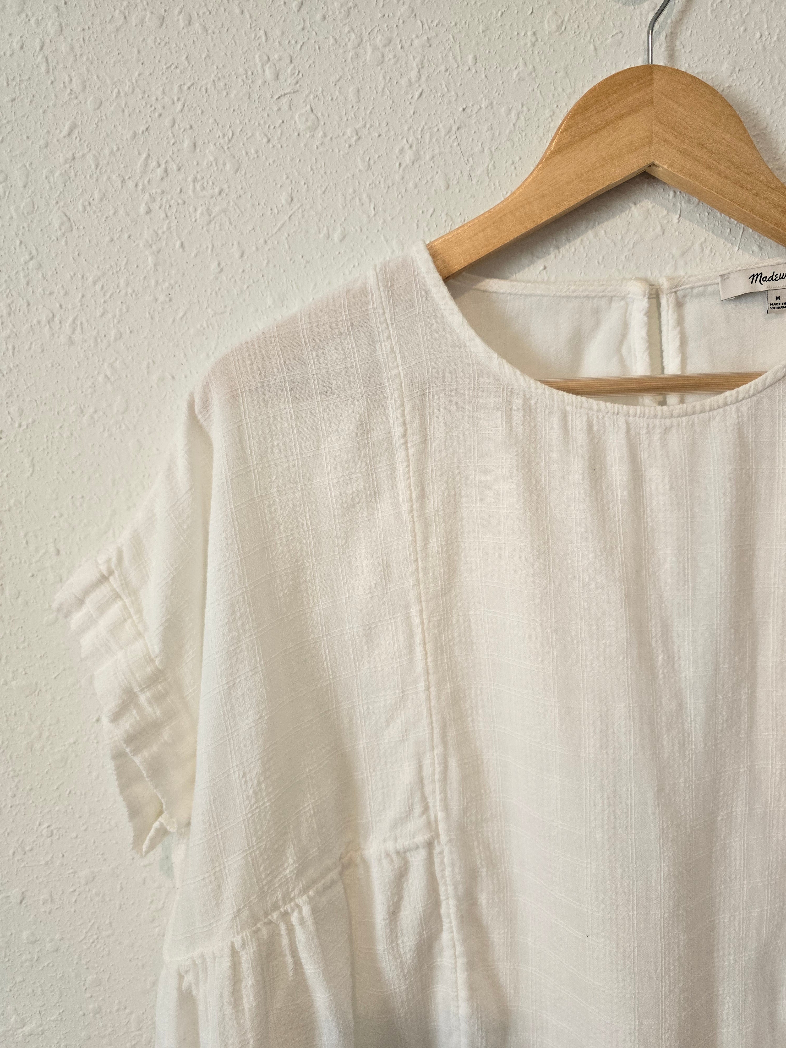 Madewell White Shirred Top (M)