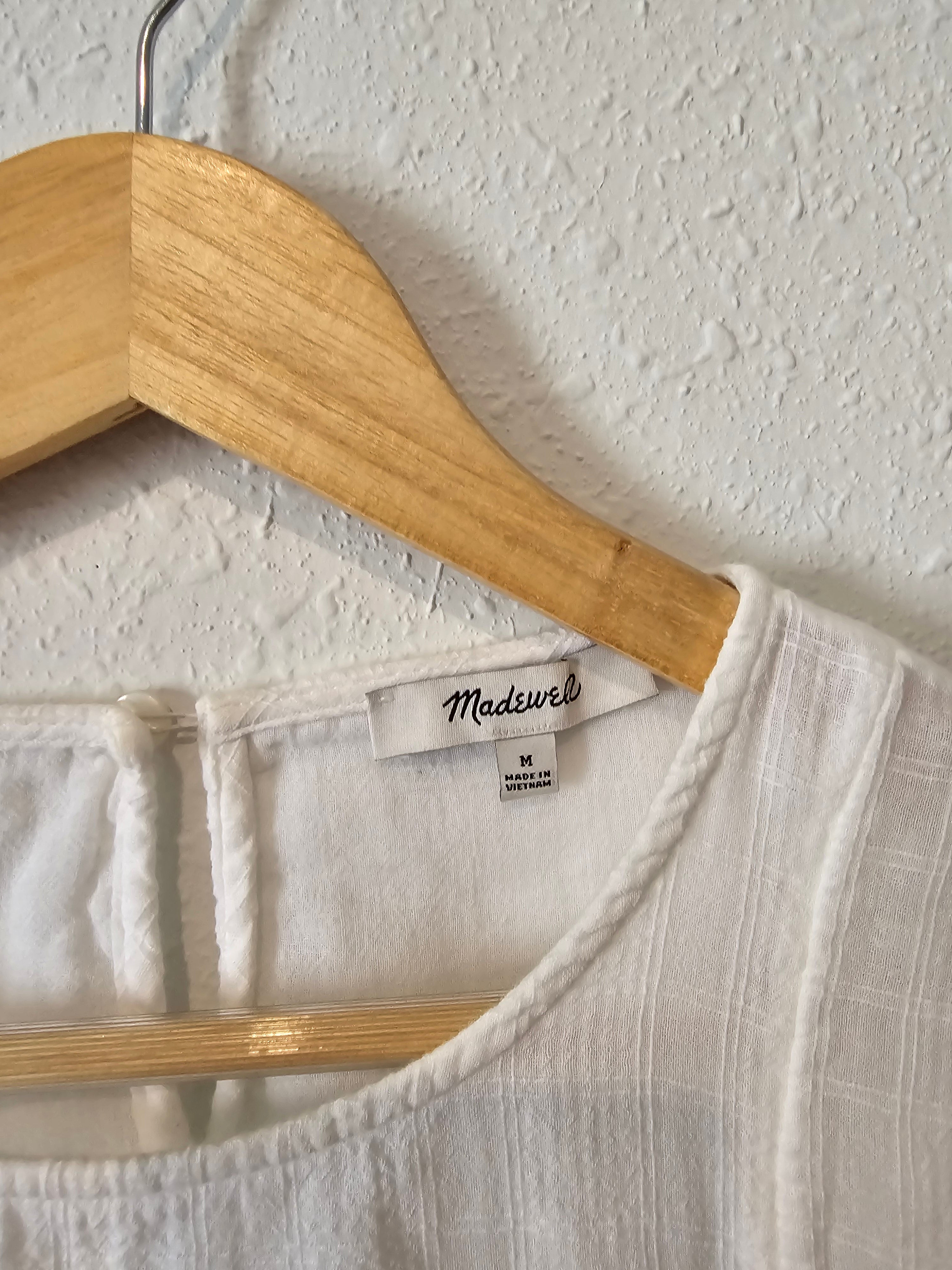 Madewell White Shirred Top (M)