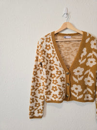 Mustard Floral Cardigan (XS)