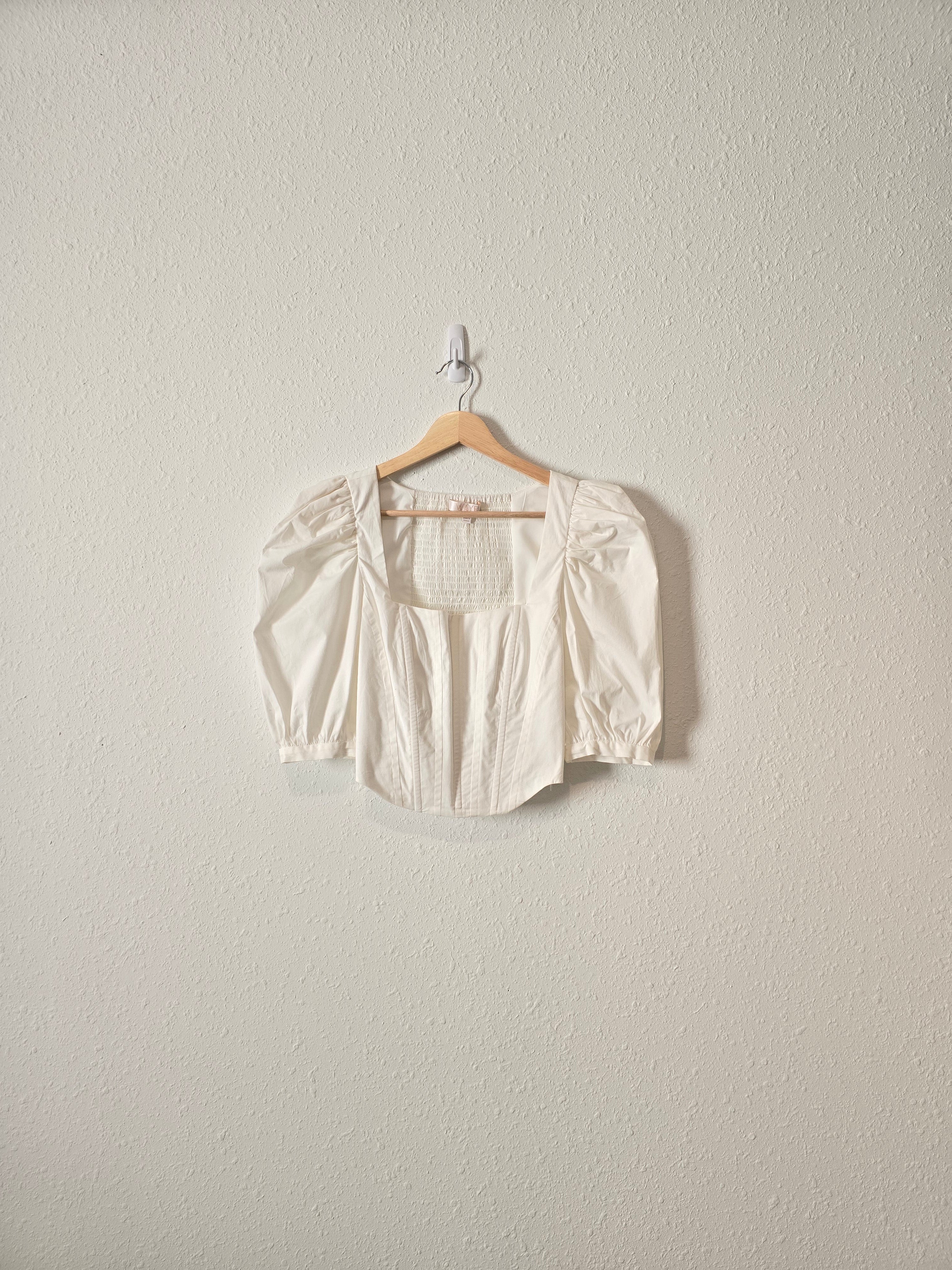 White Puff Sleeve Corset Top (S)