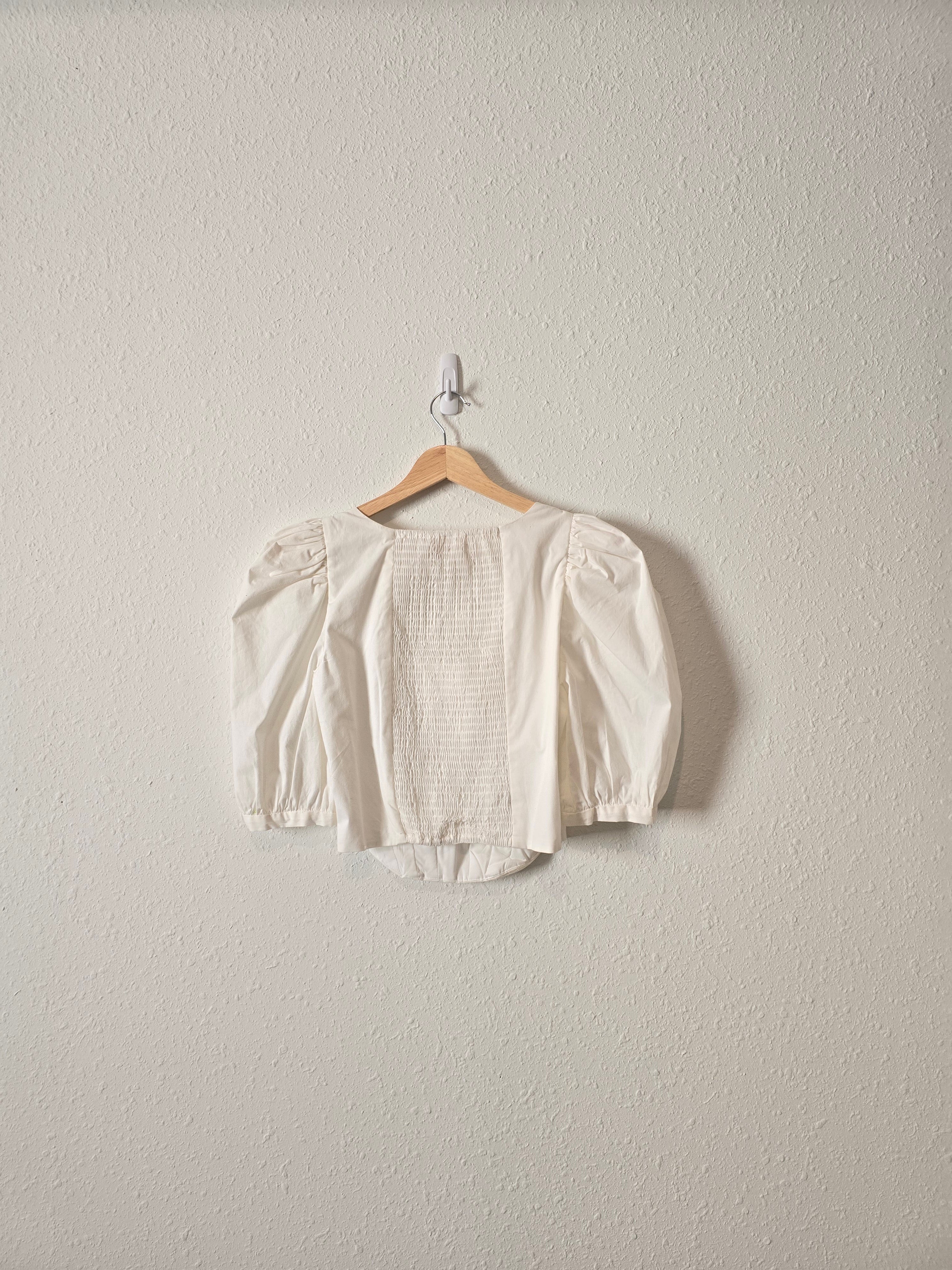 White Puff Sleeve Corset Top (S)