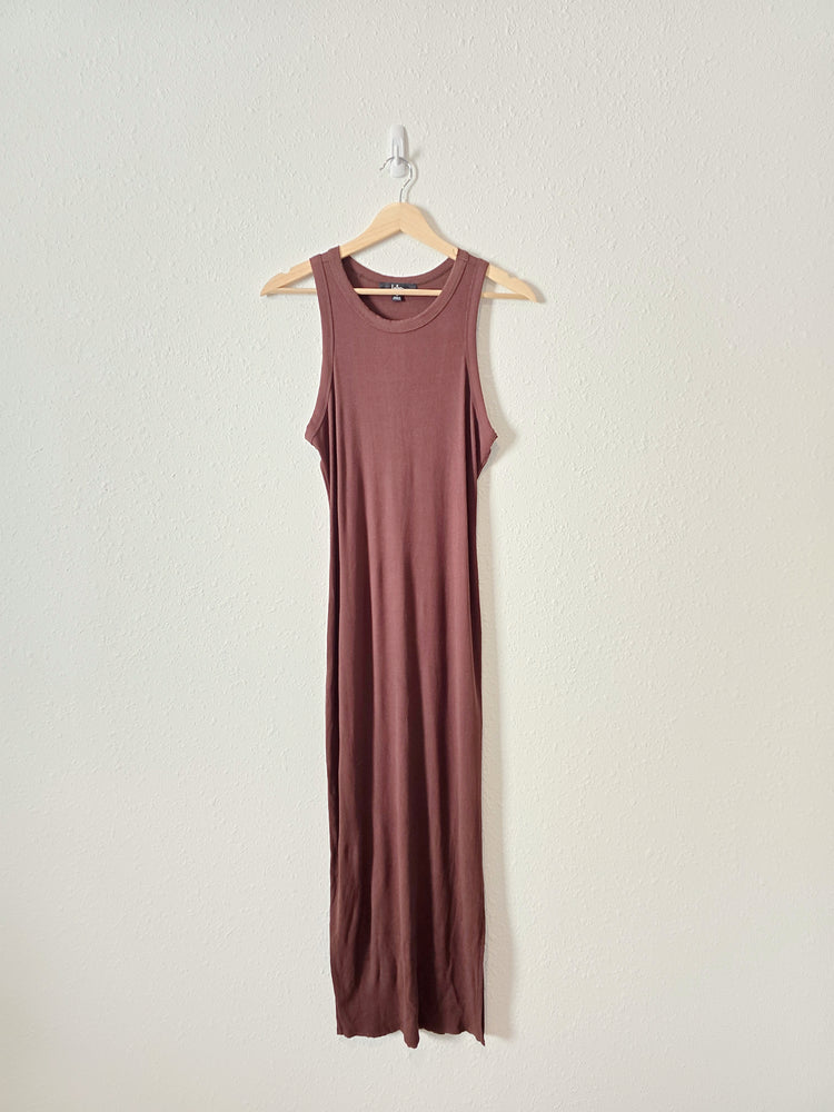 Lulus Brown Ribbed Midi Dress (M)