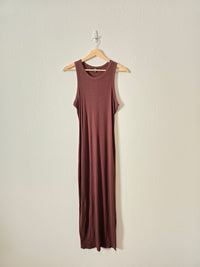 Lulus Brown Ribbed Midi Dress (M)