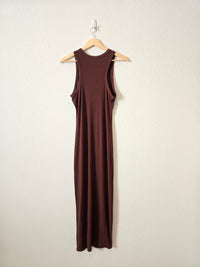 Lulus Brown Ribbed Midi Dress (M)